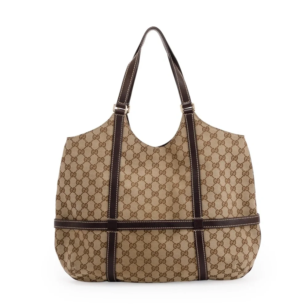 Gucci Royal Canvas Leather Hobo Tote Bag Dark Brown Monogram Timeless Designer - Picture 8 of 16